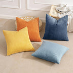 MIULEE Soft Corduroy Decorative Throw Pillow Covers Blue-Orange 18x18 | Set of 4 - Image 3