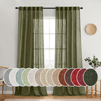 MIULEE Light Olive Green Linen Curtains 52x96 Inch Long 2 Panel by MIULEE