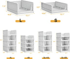 4 Pack Stackable Plastic Storage Basket Closet Organizer Bin Foldable Clothes Organizer Storage Drawer Shelf Container for Living Room Bathroom Kitchen Office (2L+2S)
