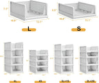 Stackable Plastic Storage Basket Closet Organizer Bin Foldable Clothes Organizer Storage Drawer Shelf Container for Living Room Bathroom Kitchen Office Laundry Room