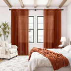 Extra Wide Terracotta Curtains for Living Room 96 Inches Long Back Tab and Rod - Image 8