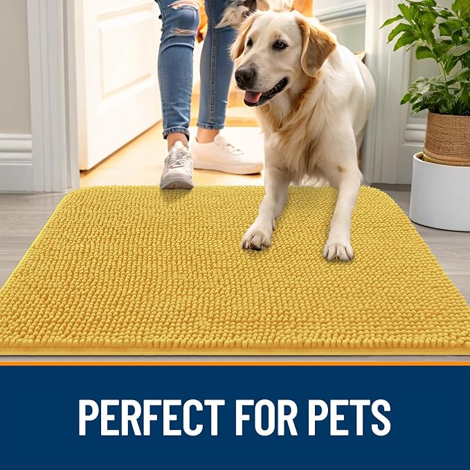 OLANLY Dog Door Mat for Muddy Paws 59x35, Super Absorbent Chenille Mud Mat | - Image 6