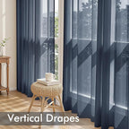 MIULEE Navy Blue Sheer Curtains 90 Inches Long 4 Panels 54 x 90 Inches | Light - Image 5