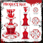 Sliner 3 Tier Halloween Bloody Cupcake Stand Party Decorations Bloodys Handprint Cupcake Holder Halloweens Bloodys Help Cake Holder Bloody Theme Dessert Stand for Horror Scary Party Supplies