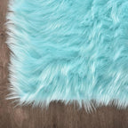 Latepis Large Faux Fur Rug Light Blue Round Rug s6.7ft Circle Fuzzy Plush Rugs - Image 6