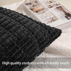 Aegero Corduroy Decorative Throw Pillow Covers 14x36 InchSoft Striped Pillow - Image 2