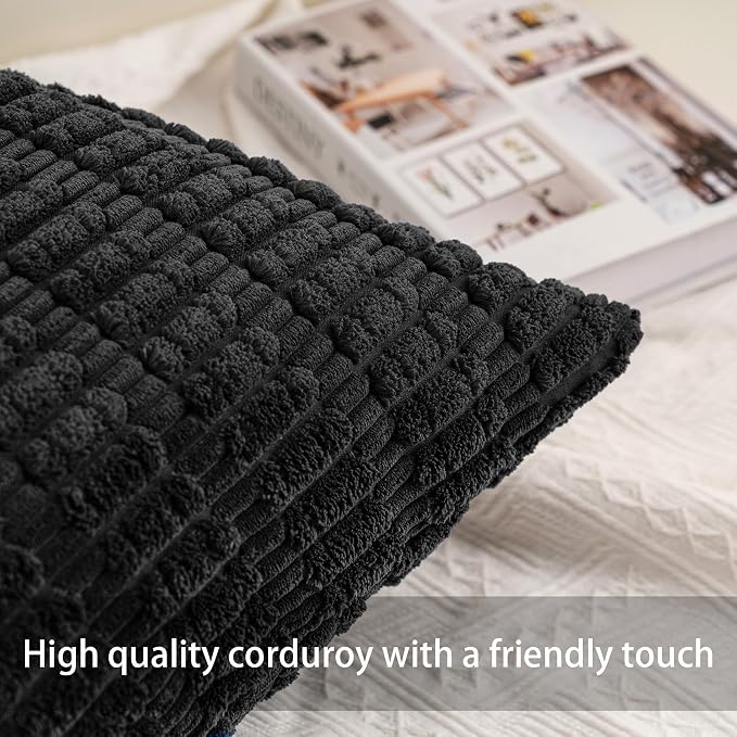 Aegero Pack of 2 Corduroy Decorative Throw Pillow Covers 20x20 Inch - Image 2
