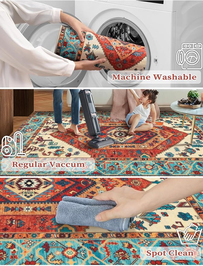 SERISSA 2'6"x10' Washable Non Slip Boho Runner Rug - Image 2
