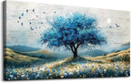ZUITINGHUA Canvas Wall Art For Living Room Large Wall Decor For Office Bedroom Decorations The Blue Tree Landscape Pictures Farmhouse Painting Artwork Room Wall Mural Aesthetic Home Decor 30x60 In