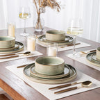 AmorArc Ceramic Dinnerware Sets, Handmade Reactive Glaze Stoneware Plates and Bowls Sets,Highly Chip and Crack Resistant | Dishwasher & Microwave Safe Dishes Set, Service for 6 (18pc)