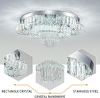 21 Inch Crystal Chandeliers with Remote Control LED Chandelier Modern Mount Flush Mount Chandelier Ceiling Light Fixtures for Bedroom Living Room Dining Room(Dimmable)