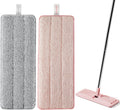 JOYMOOP Mop Replacement Pads, Reusable Microfiber Mop Pads for 13-inch Flat Mop and Mop Bucket Set, Pack of 2 Refills - Grey and Pink