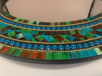 Mosaic Mirror, Wall Art Décor – Handcrafted Decorative Wall Mirror, Autumn Green, Deep Blue, and Brown Round Mosaic