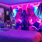Blacklight Tapestry,WingTapestry Glow In The Dark,UV Reactive Black Light Upright Posters Wall Hanging for Bedroom Dorm Living Room Backdrop Decor (wing5, 90L" x 70W")
