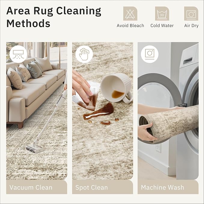 Soalmost Washable 3x16 Hallway Runner Rug Non-Slip Kitchen Entry Rugs Brown | - Image 9
