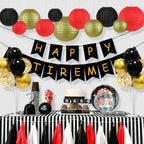 12Pcs Round Paper Lanterns Assorted Sizes (6" 8" 10" 12") for Home Decor, Wedding, Birthday, Hibachi Party, Casino Theme Party Decorations, Hanging Chinese Japanese Paper Lamps (Black Red Gold)