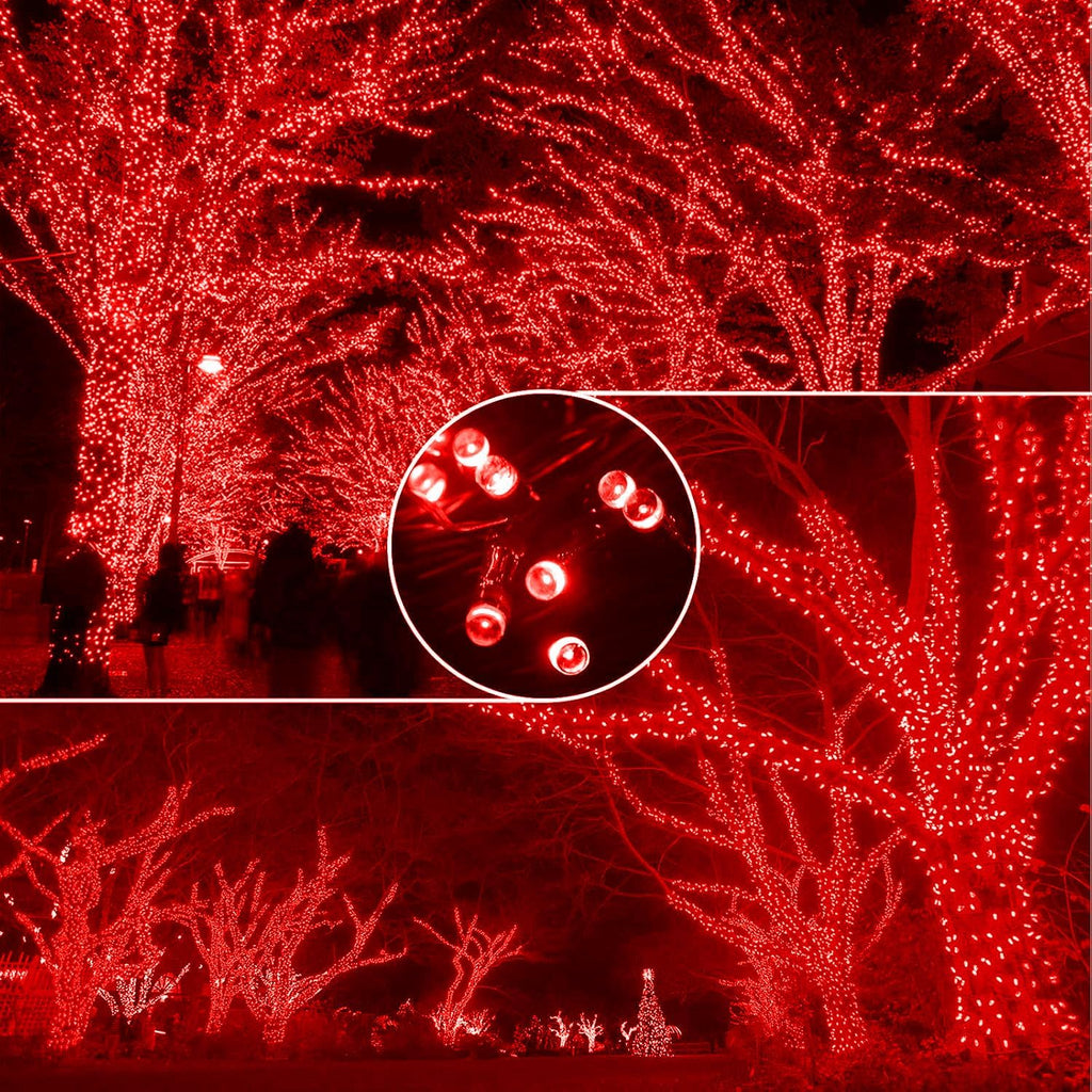 XTF2015 105ft 300 LED Christmas String Lights, End to End Plug 8 Modes Christmas Lights - UL Certified - Outdoor Indoor Fairy Light Christma s Tree, Patio, Garden, Party, Wedding, Holiday (Red)
