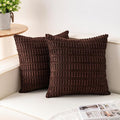 Pack of 2 Corduroy Decorative Throw Pillow Covers 18x18 Inch, Dark Brown | Fall by Unknown