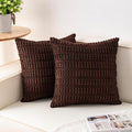 Pack of 2 Corduroy Decorative Throw Pillow Covers 20x20 Inch, Dark Brown | Fall by Unknown