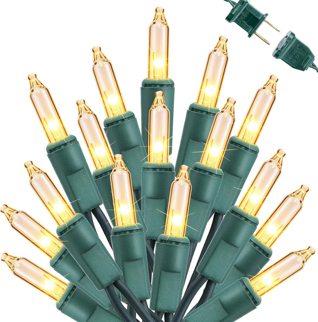 Toodour Clear Christmas Lights, 12.5ft 50 Count Incandescent Indoor Outdoor String Lights, UL Certified Connectable Green Wire Mini Bulb Light for Home, Party, New Year, Xmas Tree Decor - Warm White
