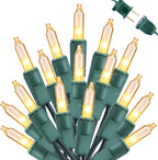 Toodour Clear Christmas Lights, 12.5ft 50 Count Incandescent Indoor Outdoor String Lights, UL Certified Connectable Green Wire Mini Bulb Light for Home, Party, New Year, Xmas Tree Decor - Warm White