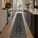 Schweek 2.6x10 Kitchen Runner Rug Washable Non Slip Hallway Runners Black | - Image 3