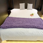 Chunky Knit Blanket Throw 40"x60", Chenille Throw Blankets, Handmade Warm & Cozy Blanket Couch Bed Home Decor, Soft Breathable Fleece Banket, Christmas for Couch Bed Sofa Best Gift (Purple)