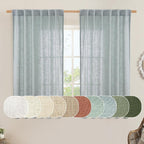 Linen Semi Sheer Curtains 48 Inch by LAMIT