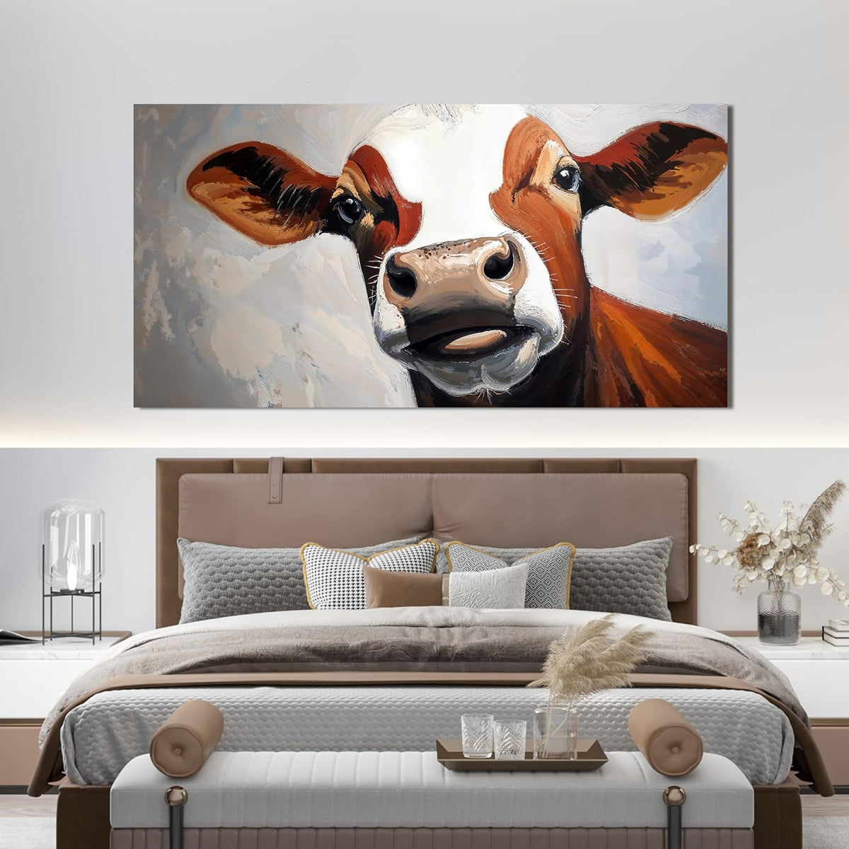 Canvas Wall Art Decor Canvas Large Abstract Living Room Decor Wall Highland Cow Black And White Wall Art Modern Abstract Wall Art Canvas Print Work For Home Kitchen Office Wall Decor 24" X 48"