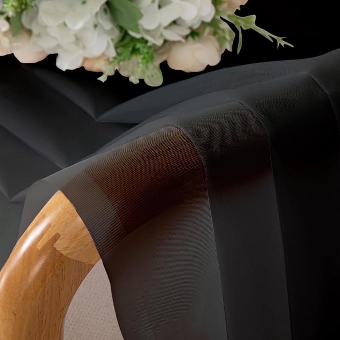 Chyhomenyc Black Sheer Curtains 45 Inches Length 2 Panels, Light Filtering Soft - Image 4