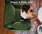Oversized Accent Chair, Upholstered Modern Sofa Chair with Removable Backrest & Detachable Cover, 24.5" Deep Seat Large Reading Armchair for Living Room Bedroom Office - Chenille Green Set of 2