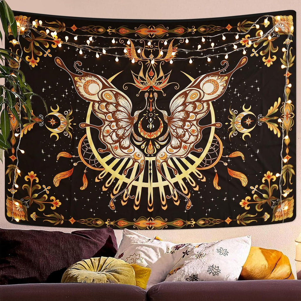 CHDGDHC Butterfly Tapestry - Moth Wall Hanging, UV Resistant, Waterproof, Machine Washable, Lightweight, Psychedelic Bedroom Aesthetic Decor for Bedroom, Living Room, Yoga Room - 79.92x59.84 Inch