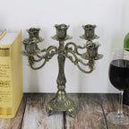 Metal Candelabra 5-Candle 10.1 Inch Tall Candle Holder Stick for Home Wedding Event and Party Festival,Bronze