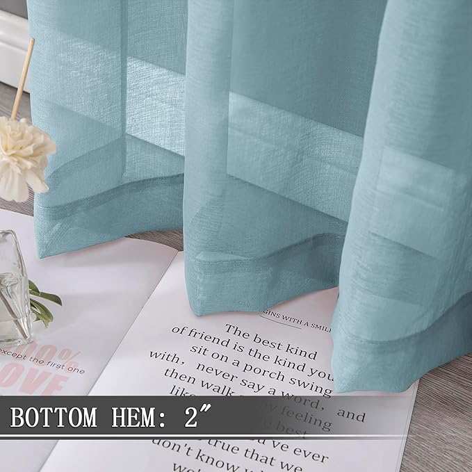 Tollpiz Sheer Curtains Bedroom Linen Textured Curtain Sheers Light Filtering - Image 4