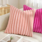 decorUhome Fall Faux Fur Throw Pillow Covers 26x26 Set of 2 Hot Pink | - Image 4