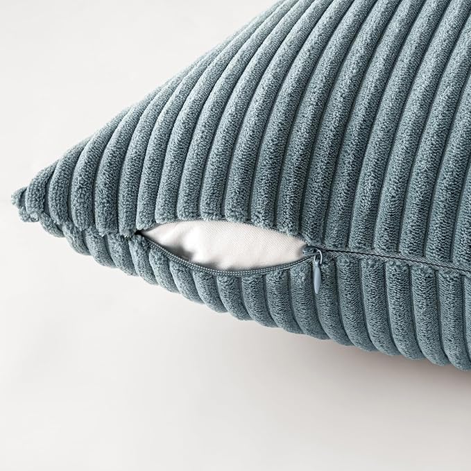 MIULEE Soft Corduroy Decorative Throw Pillow Covers Blue Navy Series 18x18 | - Image 3