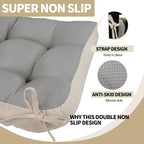 BUYUE Chair Cushion Set for Rocking Chair, Back Pillow & Seat Cushion with Ties, Original Woven Fabric Non-Slip Chair Pads for Elderly Sitting, Beige