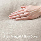 MIULEE Linen Fringe Decorative Throw Pillow Covers Natural Beige 18x18 | Set of - Image 2