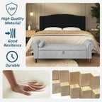Storage Ottoman Bench for Bedroom, 63" End of Bed Bench with Rolled Arms Upholstered Ottoman Bench Fit for Bedroom, Living Room, Entryway, Velvet Light Gray