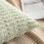 MIULEE Corduroy Decorative Throw Pillow Covers 18x18 Light Green Pack of 2 | - Image 3