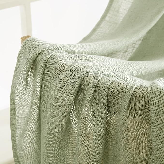 MIULEE Sage Green Linen Curtains 52x108 Inches Long - Image 6