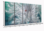 Yihui Arts Peacock Metal Wall Art, Teal and Silver Aluminum Artwork, Modern Sculpture for Living Room Bedroom Bathroom Decor