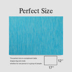 Placemats Set of 8 - Easy Clean Woven Vinyl Placemats for Dining Table, Indoor/Outdoor Place Mats, Washable PVC Table Mats（Teal Blue）