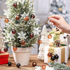 Tioncy 32 Pcs 1 Inch Mini Glass Christmas Ornaments Balls Shiny Christmas Balls Tiny Tree Hanging Decoration Small Colorful Ball Pendant for Xmas Party Supplies(Multi Brown, Black)