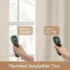 84 Inch Oatmeal 100% Blackout Linen Curtains - Image 5