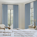 Dusty Blue Pleated Linen 100% Blackout Curtains 102 Inches Long - Image 6