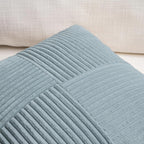 Fancy Homi Set of 2 Light Blue Euro Decorative Throw Pillow Covers 28x28 Inch for Bedroom Couch Bed, Farmhouse Boho Home Decor, Soft Cross Corduroy Patchwork Textured Square Cushion Case 71x71 cm