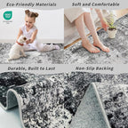 3x8 Washable Hallway Runner Non-Slip Abstract Modern Neutral Wide Carpet Runner - Image 5