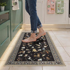 Black Floral Area Rug 3x5 for Bedroom Entryway | Ultra-Thin; Non Slip; - Image 2