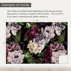 AFZEVEB-Purple Peony Wallpaper Watercolor Floral Wall Mural for Bedroom 159"x107"(Not Peel and Stick)
